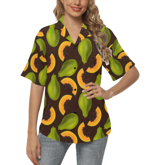 Papaya Pattern Print Design PP04 Women's Hawaiian Shirt