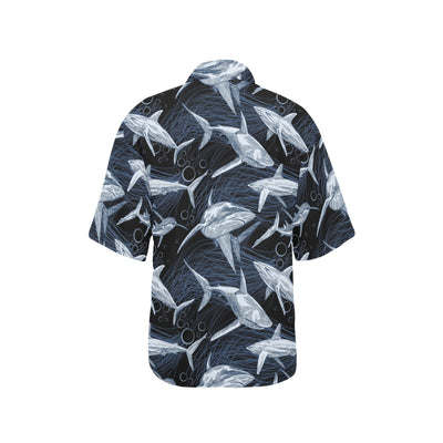 Shark Print Pattern Women's Hawaiian Shirt