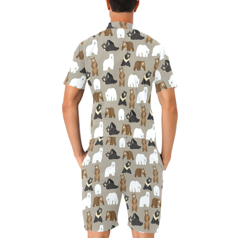 Bear Pattern Print Design BE03 Men's Romper