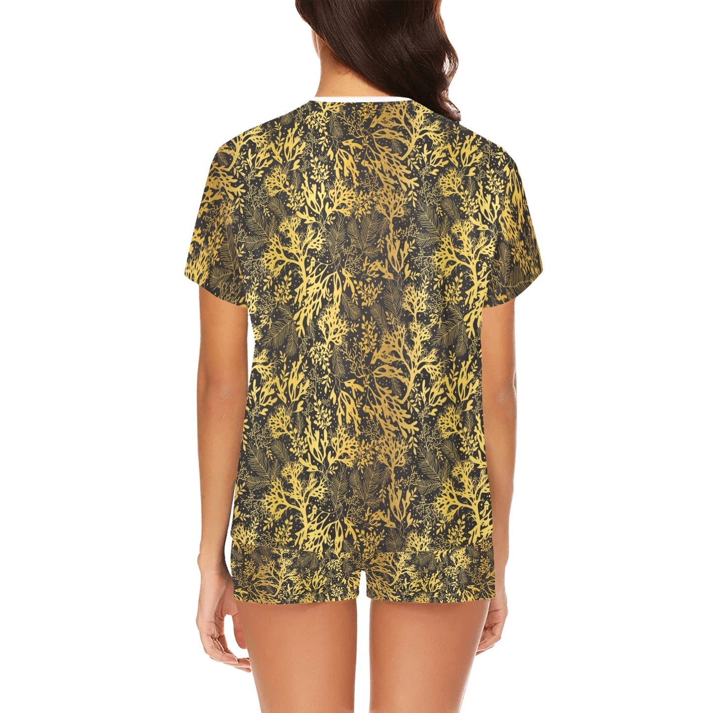 Seaweed Print Design LKS303 Women's Short Pajama Set