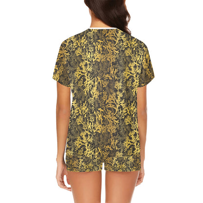 Seaweed Print Design LKS303 Women's Short Pajama Set