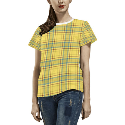 Tartan Yellow Print Design LKS301 Women's  T-shirt