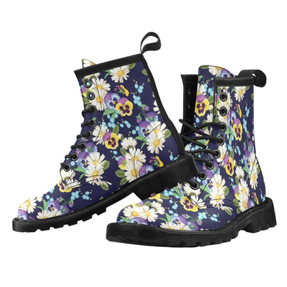 Pansy Pattern Print Design PS03 Women's Boots