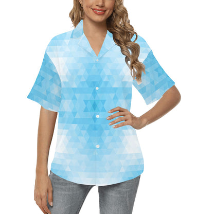 Geometric Blue Pattern Print Design 01 Women's Hawaiian Shirt