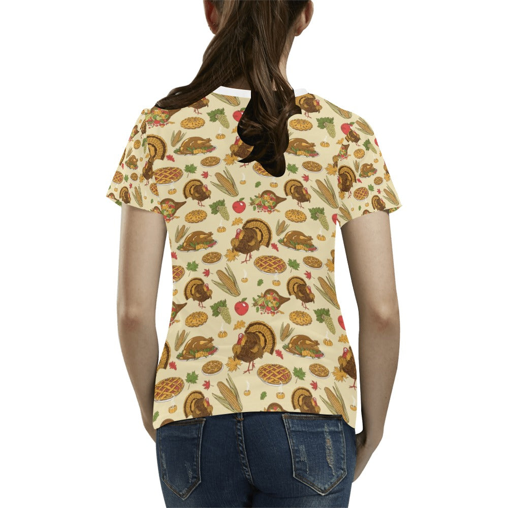 Thanksgiving Print Design LKS302 Women's  T-shirt