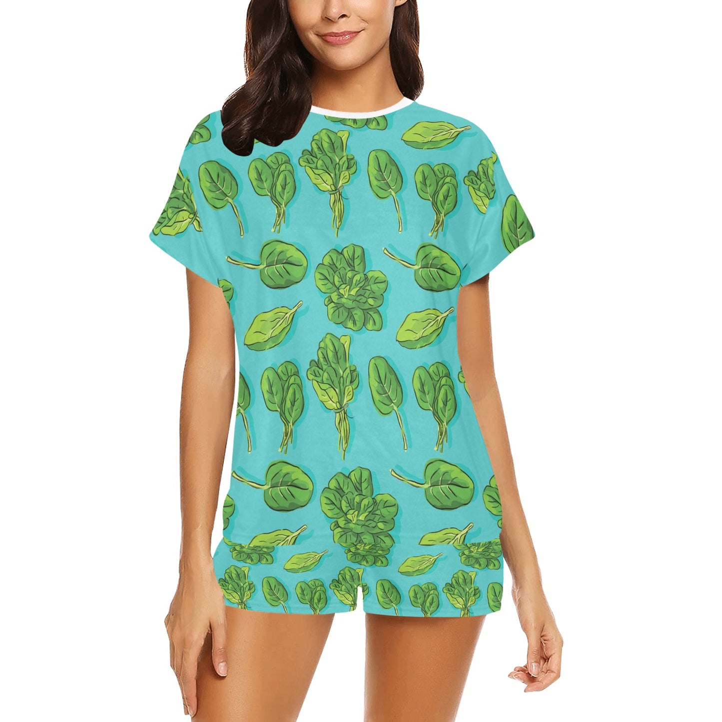 Spinach Print Design LKS301 Women's Short Pajama Set