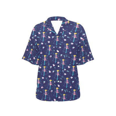 Fairy Cartoon Style Print Pattern Women's Hawaiian Shirt