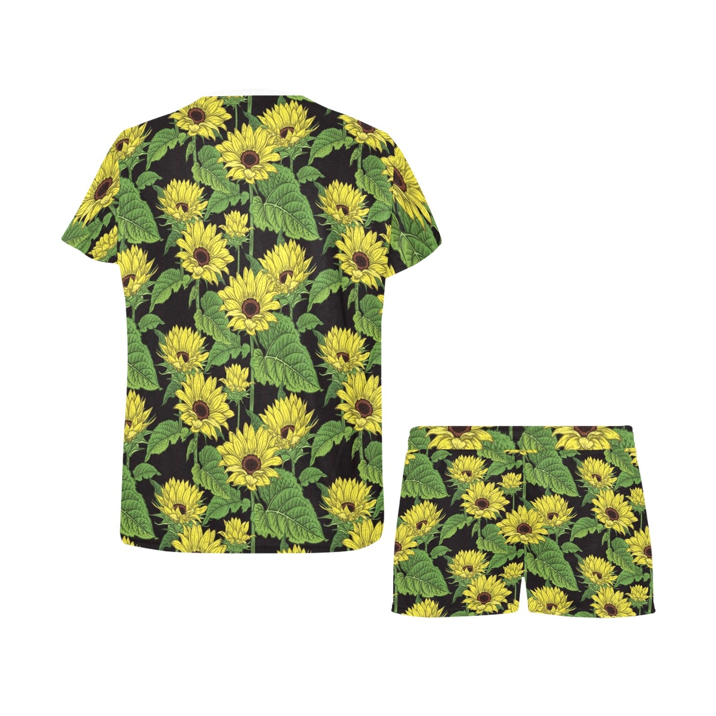 Sunflower Print Design LKS3010 Women's Short Pajama Set
