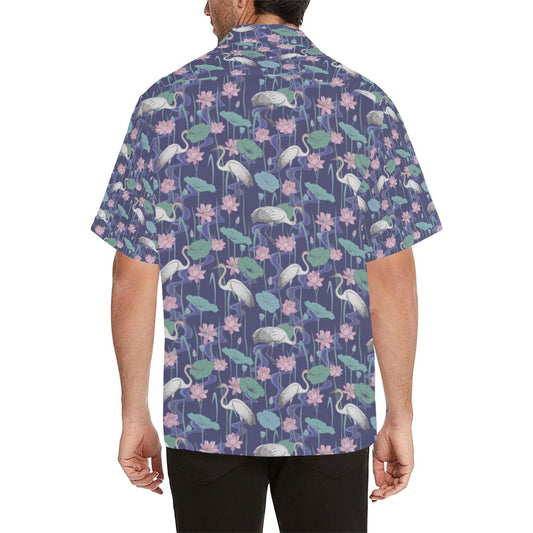 Water Lily Print Design LKS306 Men's Hawaiian Shirt