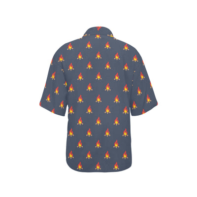 Campfire Pattern Print Design 02 Women's Hawaiian Shirt