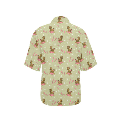 Yorkshire Cute Terriers Print Design LKS301 Women's Hawaiian Shirt