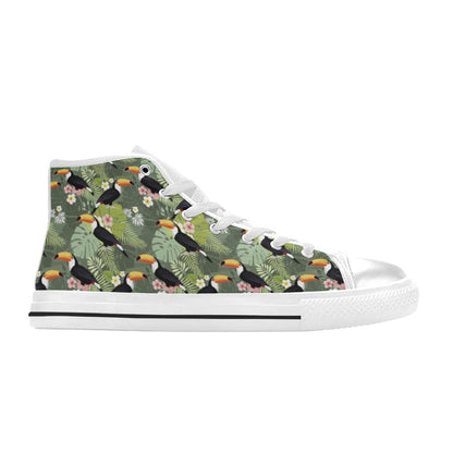 Toucan Print Design LKS304 High Top Women's White Shoes