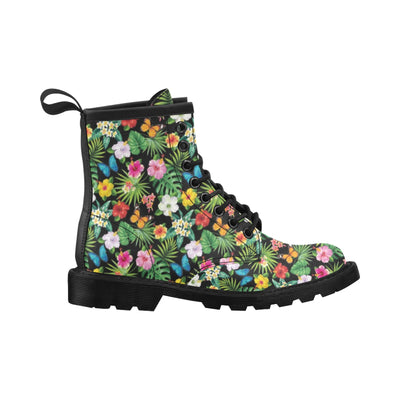 Hibiscus With Butterfly Print Design LKS305 Women's Boots