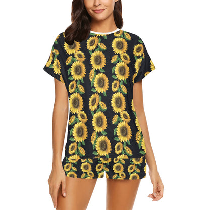 Sunflower Print Design LKS306 Women's Short Pajama Set