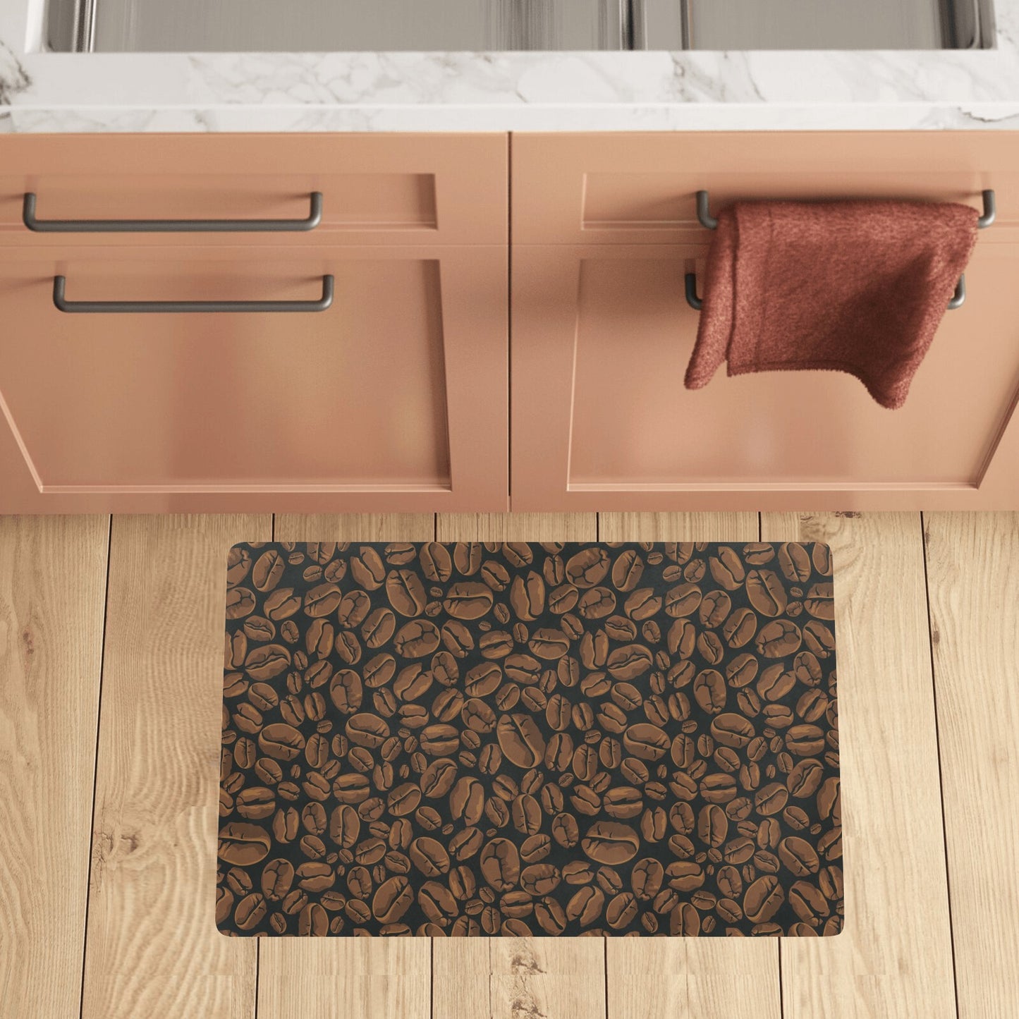 Coffee Pattern Print Design 01 Kitchen Mat