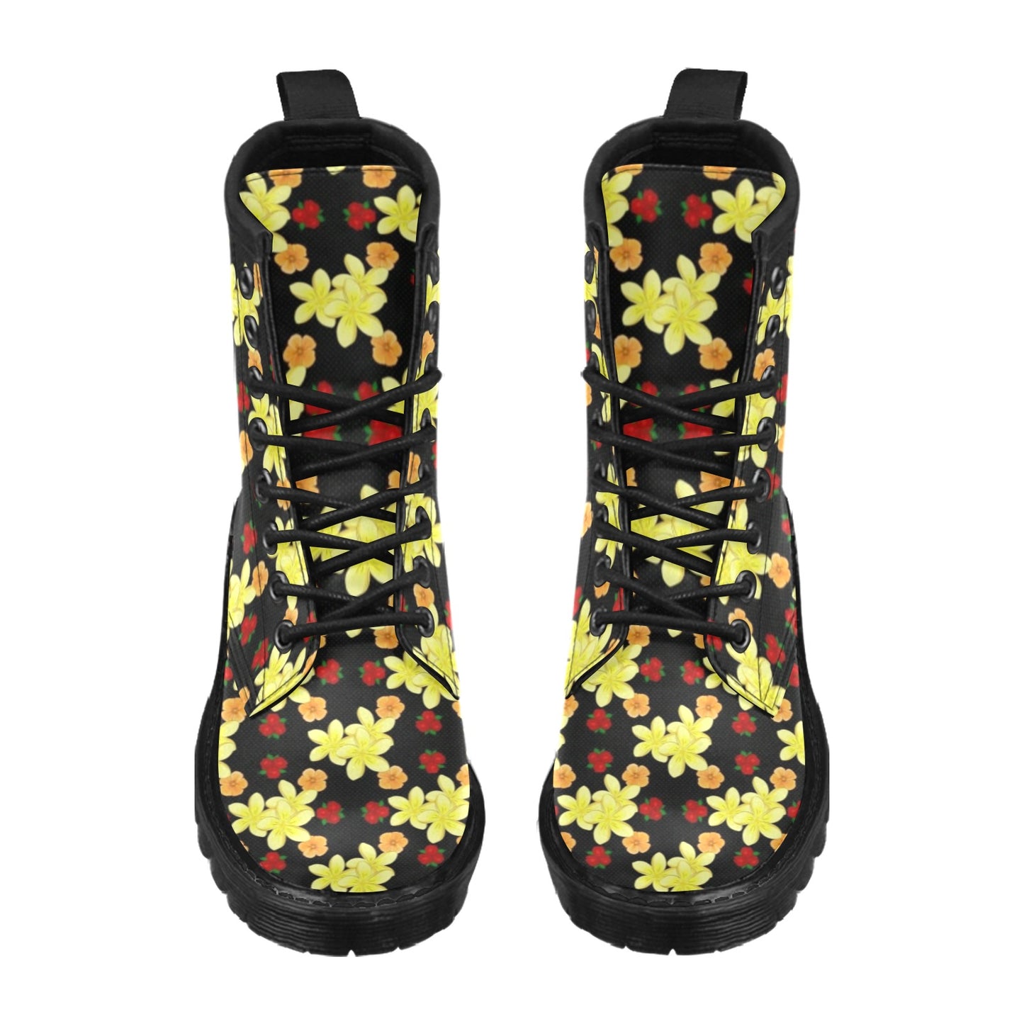Yellow Plumeria Pattern Print Design PM04 Women's Boots