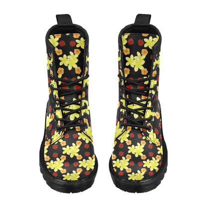Yellow Plumeria Pattern Print Design PM04 Women's Boots