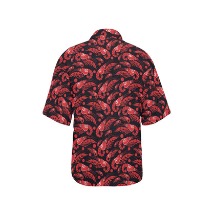 Shrimp Print Design LKS303 Women's Hawaiian Shirt