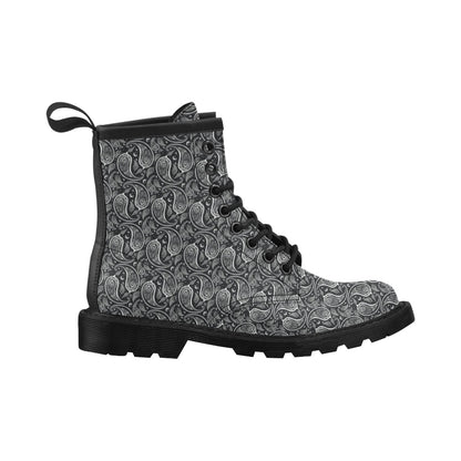 Paisley Black Design Print Women's Boots