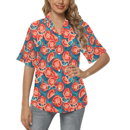 Tomato Print Design LKS301 Women's Hawaiian Shirt