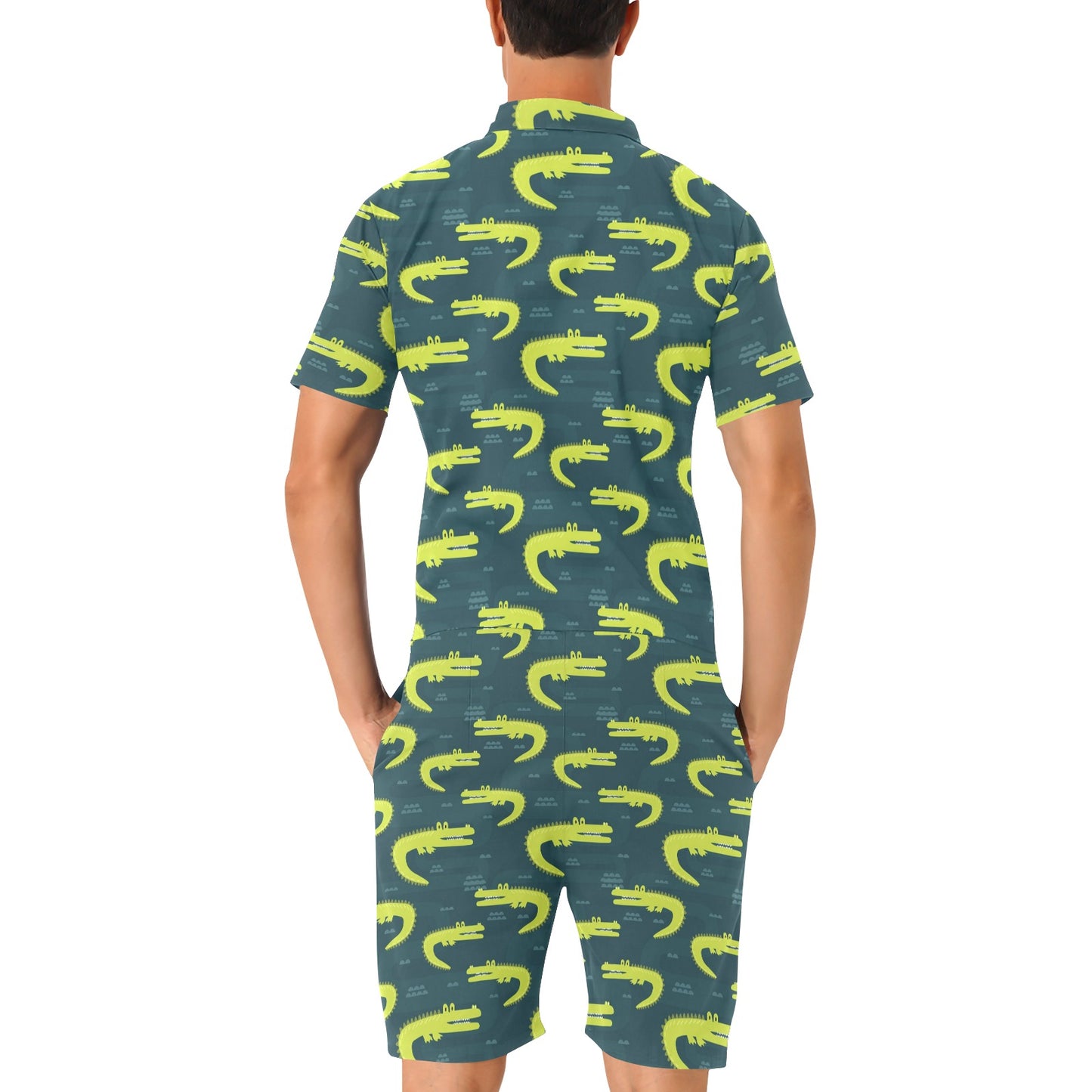 Alligator Pattern Print Design 03 Men's Romper