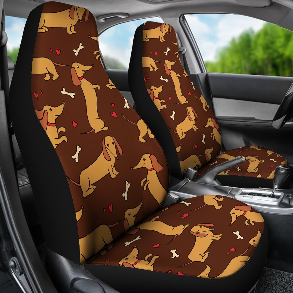 Dachshund Happy Print Pattern Universal Fit Car Seat Covers