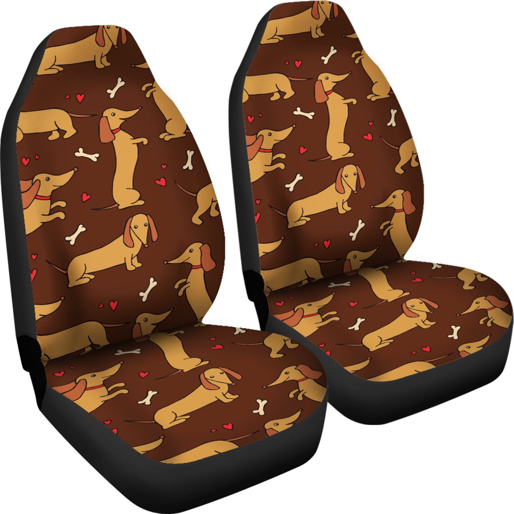 Dachshund Happy Print Pattern Universal Fit Car Seat Covers