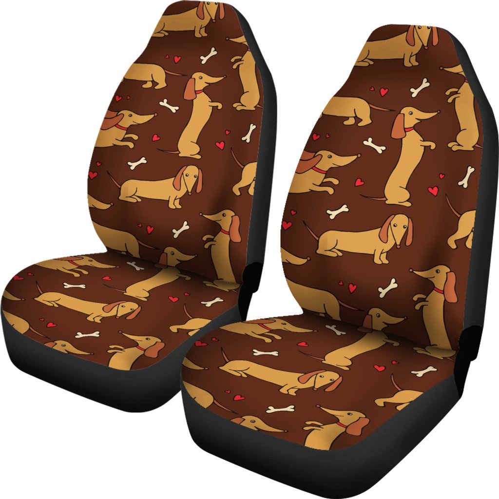 Dachshund Happy Print Pattern Universal Fit Car Seat Covers