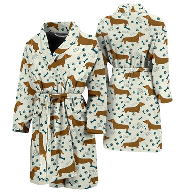 Dachshund Pattern Print Design 01 Men Bathrobe-JORJUNE.COM