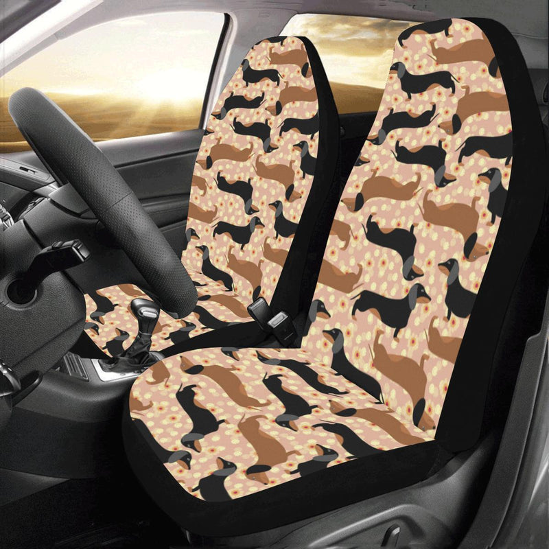 Dachshund Pattern Print Design 011 Car Seat Covers (Set of 2)-JORJUNE.COM