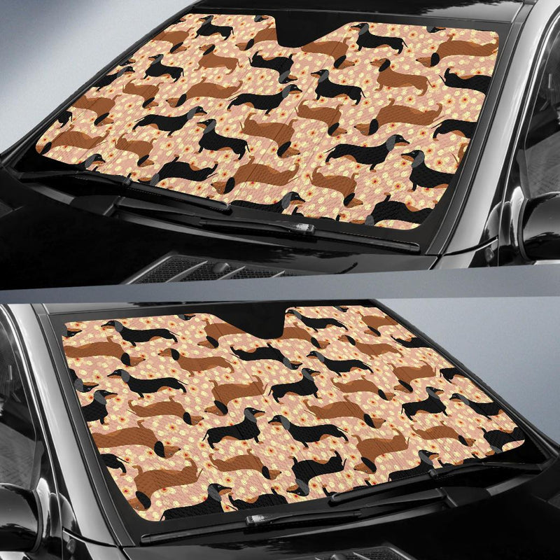 Dachshund Pattern Print Design 011 Car Sun Shade-JORJUNE.COM