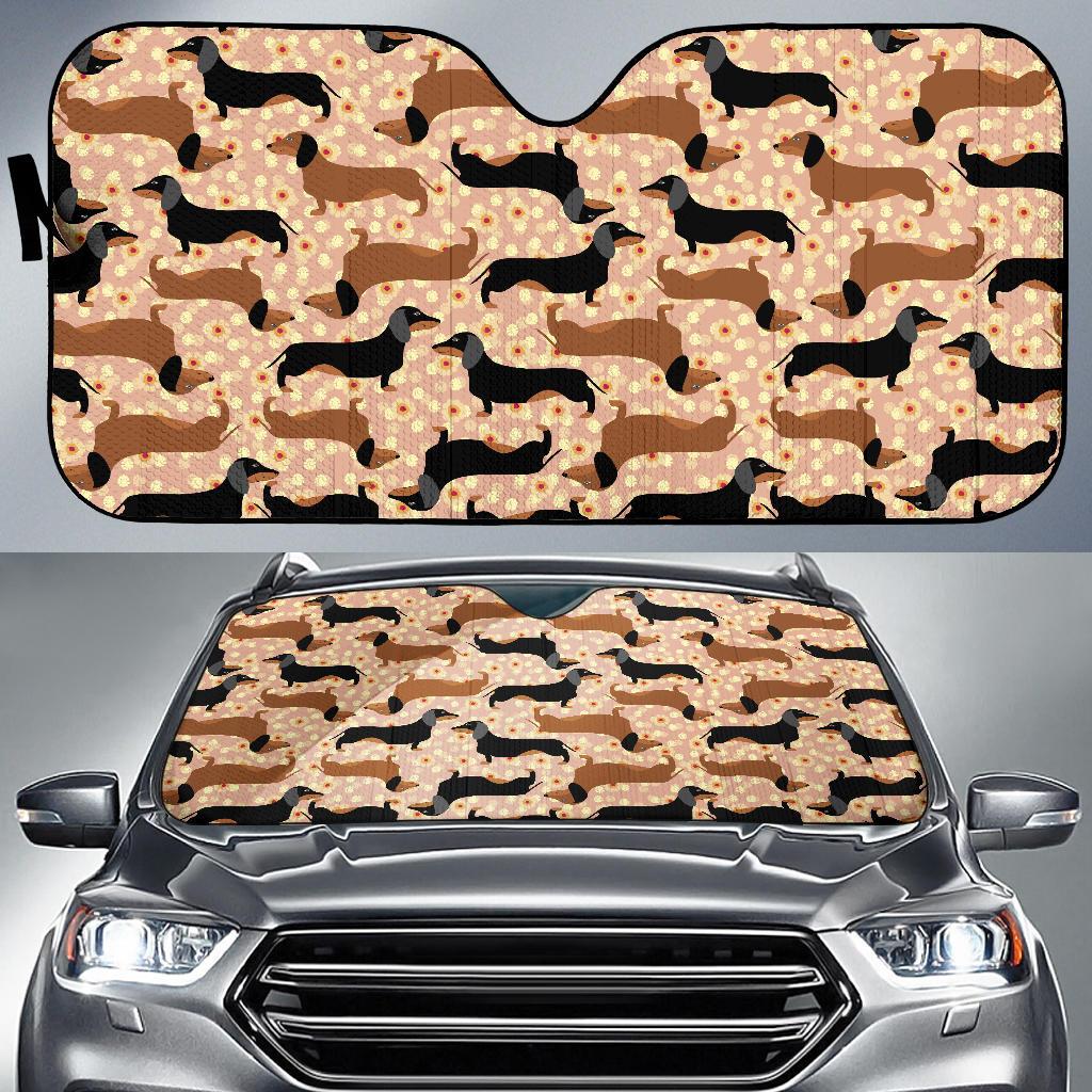 Dachshund Pattern Print Design 011 Car Sun Shade-JORJUNE.COM