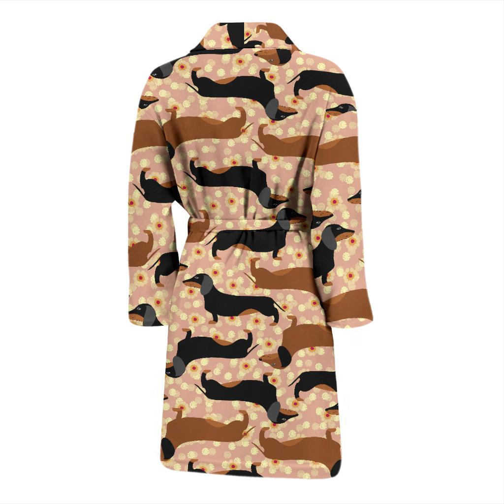 Dachshund Pattern Print Design 011 Men Bathrobe-JORJUNE.COM