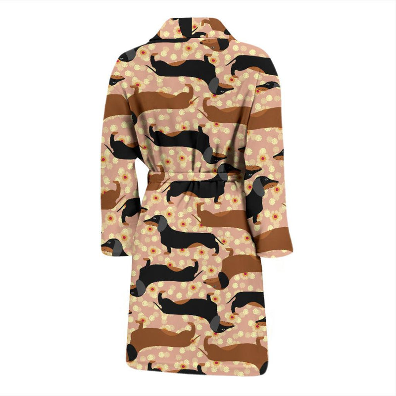 Dachshund Pattern Print Design 011 Men Bathrobe-JORJUNE.COM