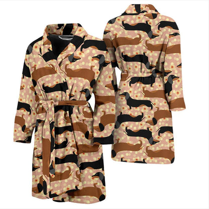 Dachshund Pattern Print Design 011 Men Bathrobe-JORJUNE.COM