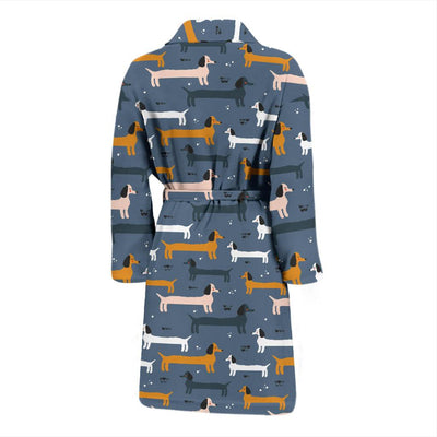 Dachshund Pattern Print Design 012 Men Bathrobe-JORJUNE.COM