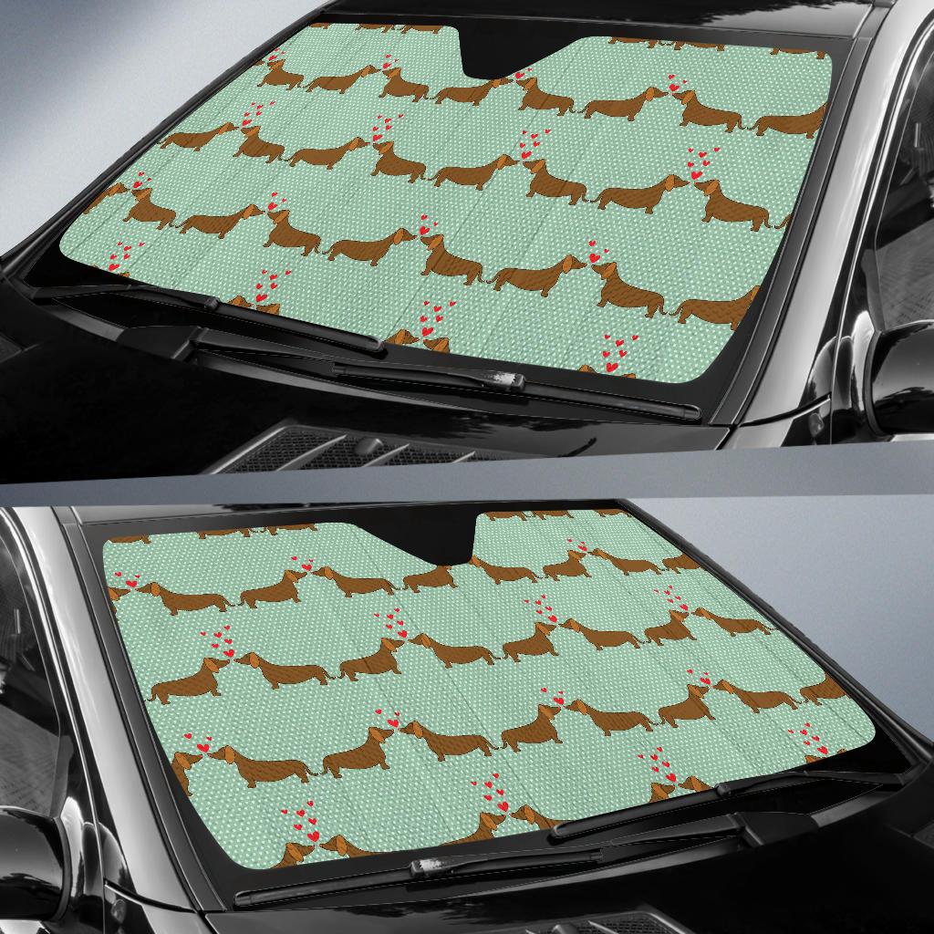 Dachshund Pattern Print Design 02 Car Sun Shade-JORJUNE.COM