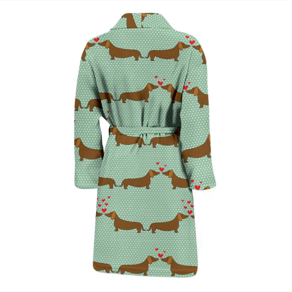 Dachshund Pattern Print Design 02 Men Bathrobe-JORJUNE.COM