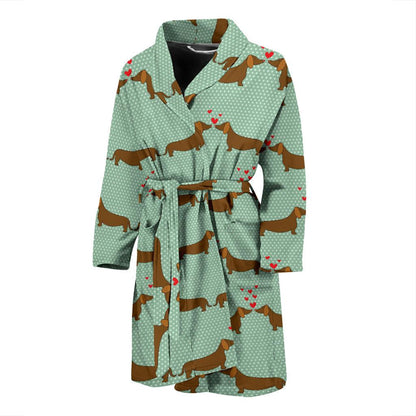 Dachshund Pattern Print Design 02 Men Bathrobe-JORJUNE.COM