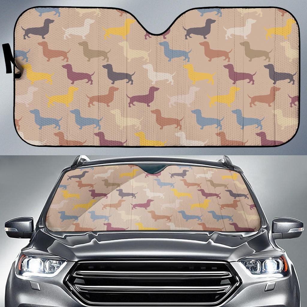 Dachshund Pattern Print Design 03 Car Sun Shade-JORJUNE.COM