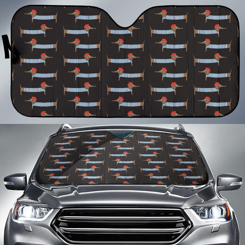 Dachshund Pattern Print Design 04 Car Sun Shade-JORJUNE.COM