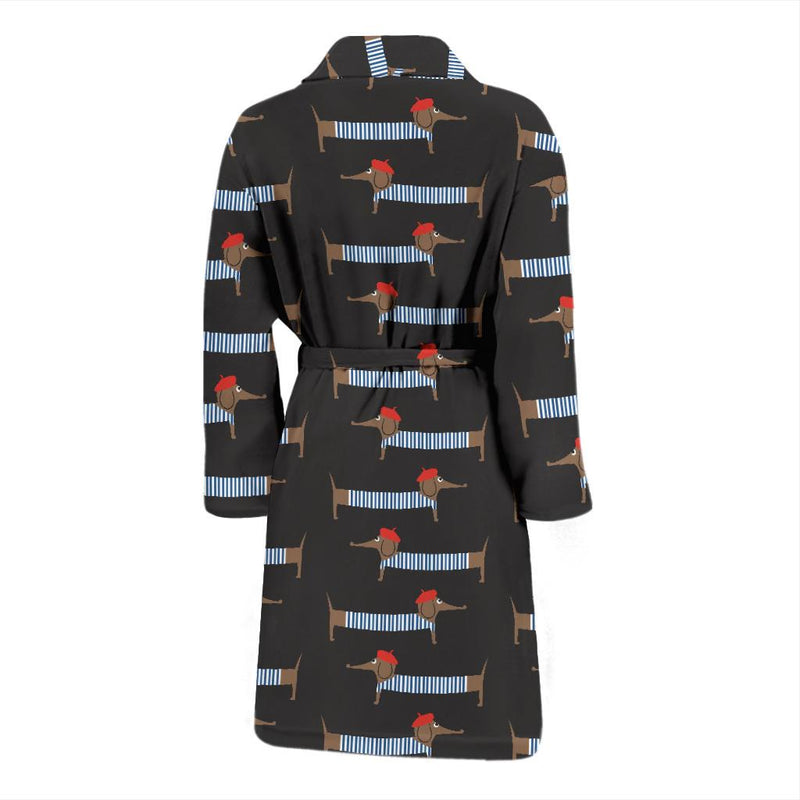 Dachshund Pattern Print Design 04 Men Bathrobe-JORJUNE.COM