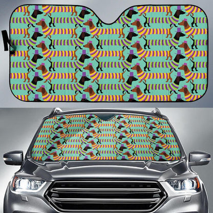 Dachshund Pattern Print Design 05 Car Sun Shade-JORJUNE.COM