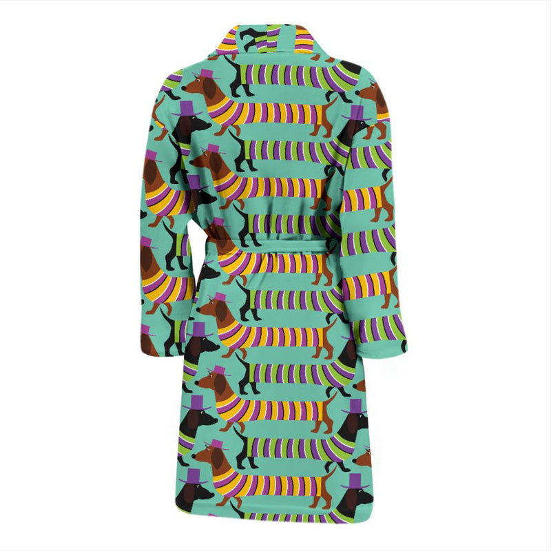 Dachshund Pattern Print Design 05 Men Bathrobe-JORJUNE.COM