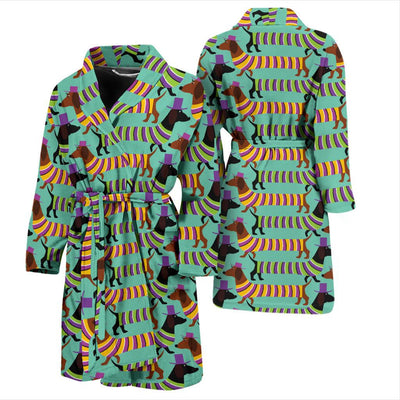 Dachshund Pattern Print Design 05 Men Bathrobe-JORJUNE.COM