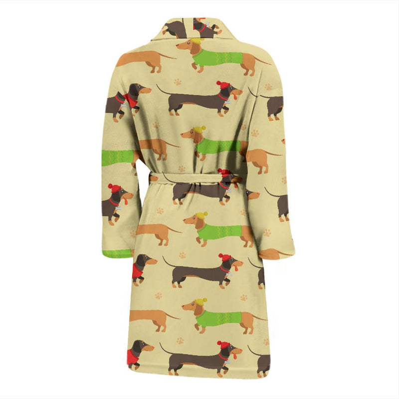 Dachshund Pattern Print Design 06 Men Bathrobe-JORJUNE.COM