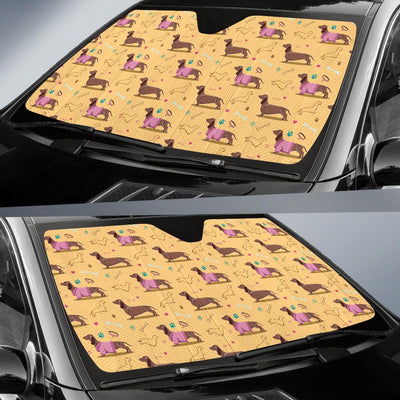 Dachshund Pattern Print Design 07 Car Sun Shade-JORJUNE.COM