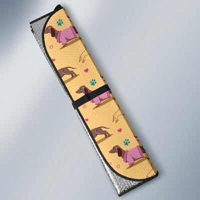 Dachshund Pattern Print Design 07 Car Sun Shade-JORJUNE.COM