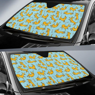 Dachshund Pattern Print Design 08 Car Sun Shade-JORJUNE.COM