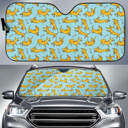 Dachshund Pattern Print Design 08 Car Sun Shade-JORJUNE.COM